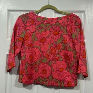 Tracy Reese 95% silk floral cropped top